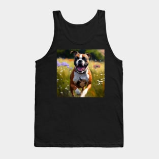 Wildflowers and Boxer Impressionist Art Print Tank Top